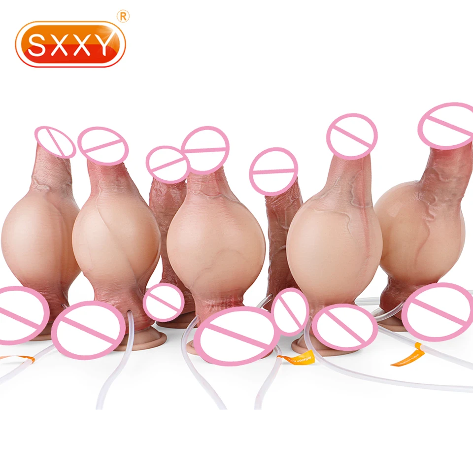 SXXY Strievanie realistického dildo silikónového penisu nafukovacia análna plugesta žijúca ejakulujúca péro DICK SEX SEX Hračky pre ženy