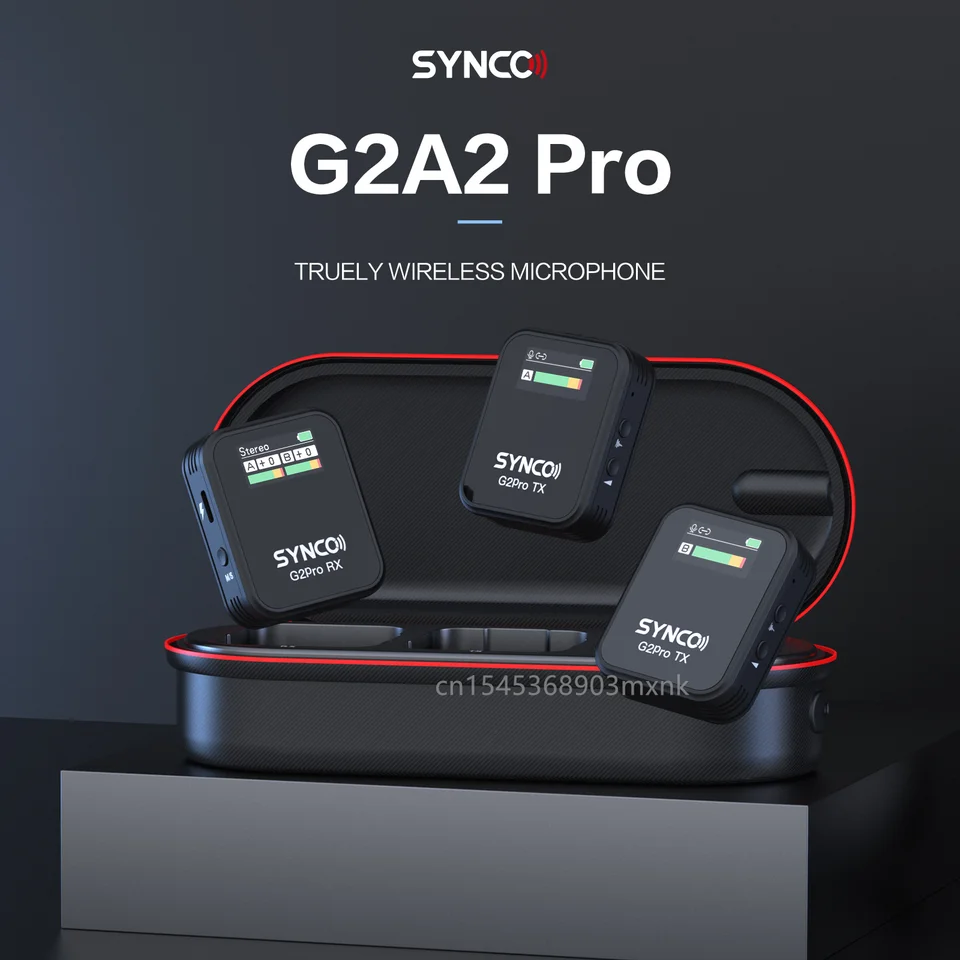 Sycno G2 Pro A2 Pro Wireless Microfone Lavalier Lavalier Pánový prijímač 200 m prenosový mikrofón MIC Profesionálne nahrávacie štúdio Video