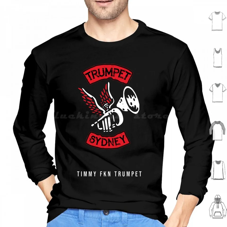 Sydney s dlhým rukávom čierne mikiny s dlhým rukávom Timmy trúbka Timmy Trumpet Logo timmy trúbka veci timmy trúbka dlhá