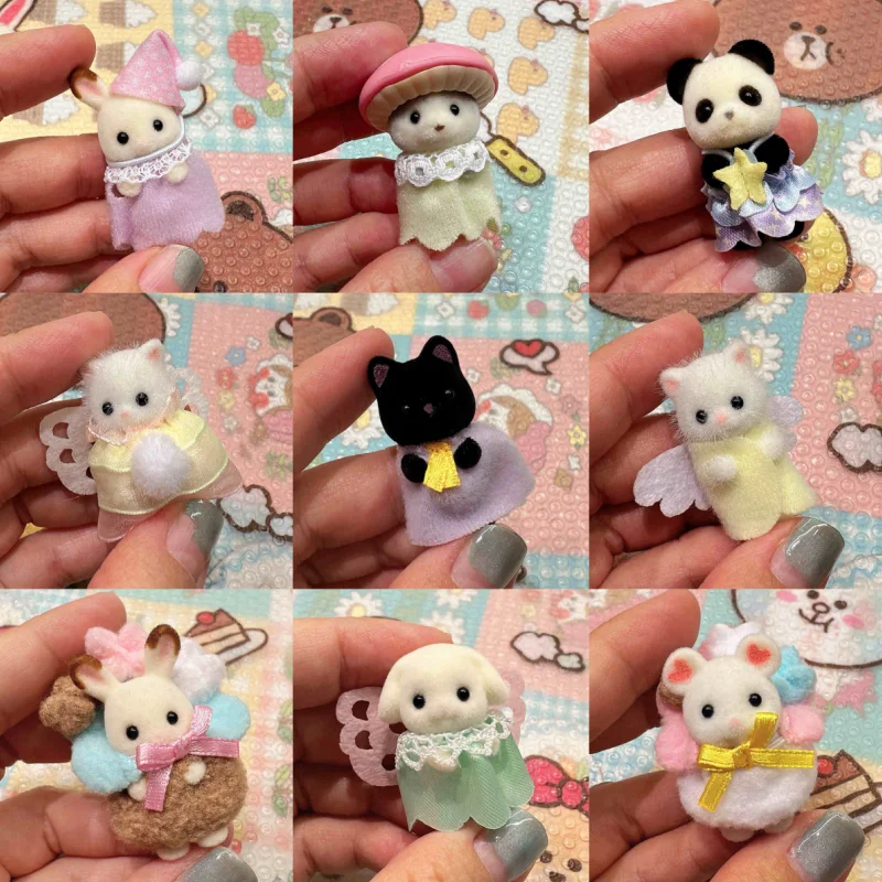 Sylvanian Forest Rabbit Perzian Cat Family Dollhouse Beaver Halloween Doll Girl Flocking Doll Duzdko ozdoby Darčeky