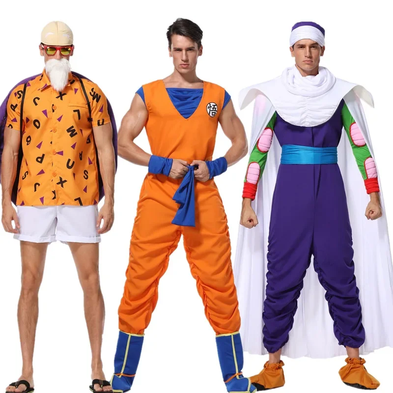 Syn Goku Costume Suit Little Cosplay Anime Kame Sennin Wig oblečenie Set Master Roshi Role Play Halloween Karneval outfit pre mužov