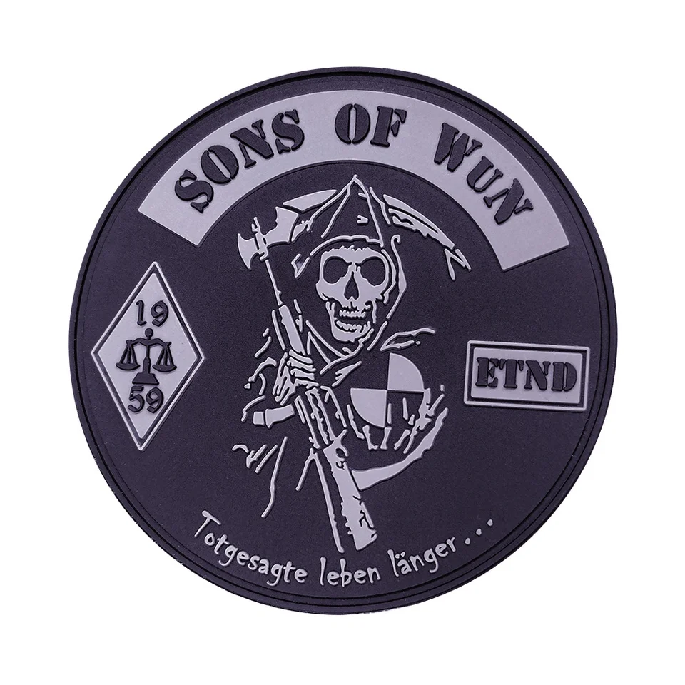 Syn Wun Soild PVC Patches s Hook & Loop Backing Ettnd Motorcycle Conyber Rock Rock Gume Odznaky pre dekoráciu bundy