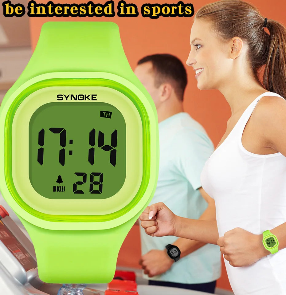 Synoke Women Digital Hodinky módne vodotesné žiarivé chronografy Študenti Elektronické hodinky Dievčatá darčeky relogio feminino