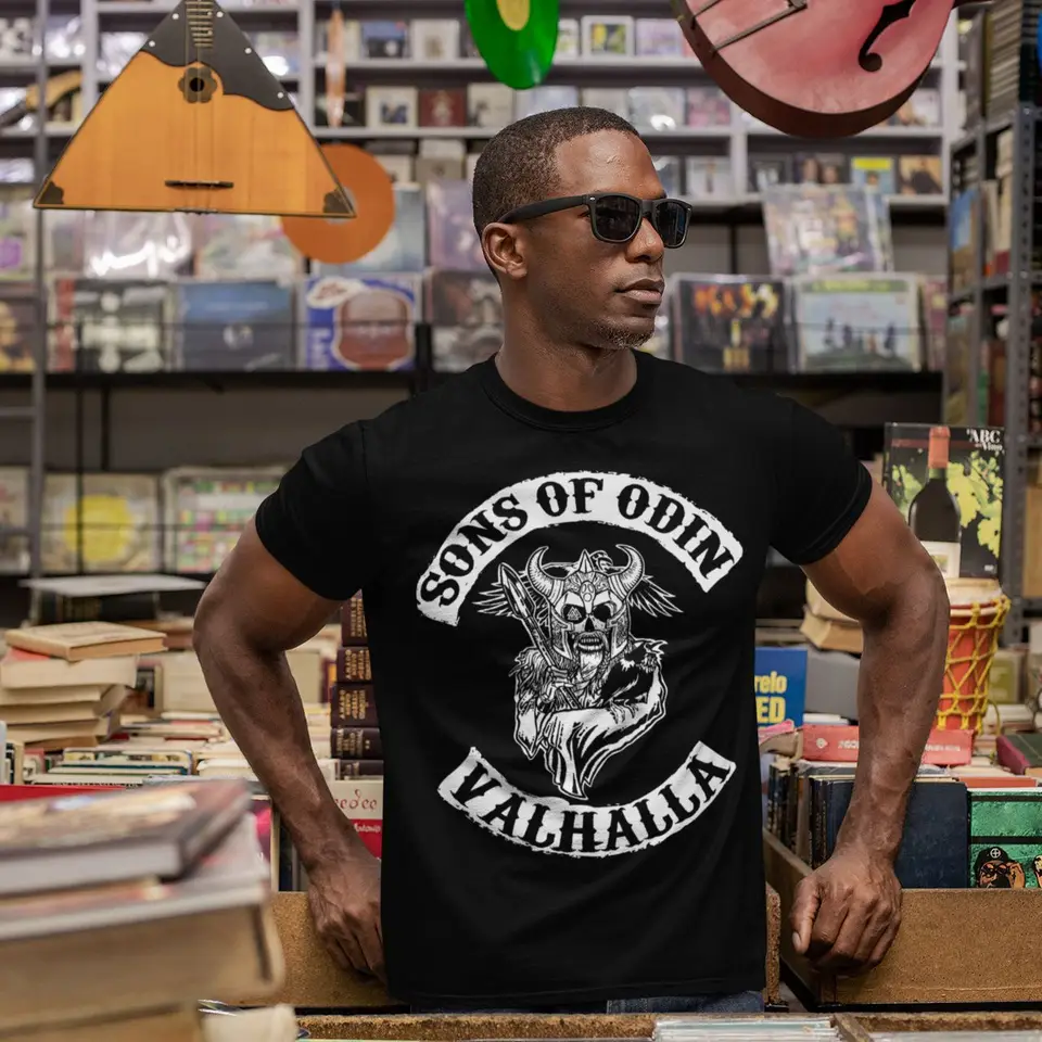 Synovia anarchie tričko synovia Odin Valhalla kapitola Tričko Streetwear Awesome Tee tričko s krátkym rukávom 100 bavlnených tričiek