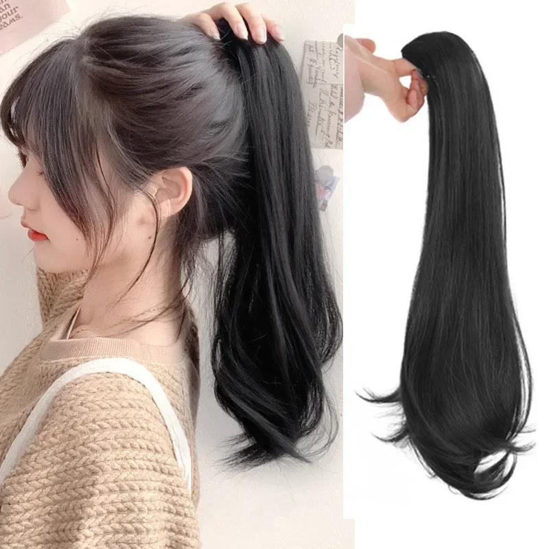 Syntetická móda elegantná 45 cm Prírodné nadýchané kučeravé zvraty pletené vysoké copy Grab Clip Parochňu mattie box Long Wavy Fake Pony