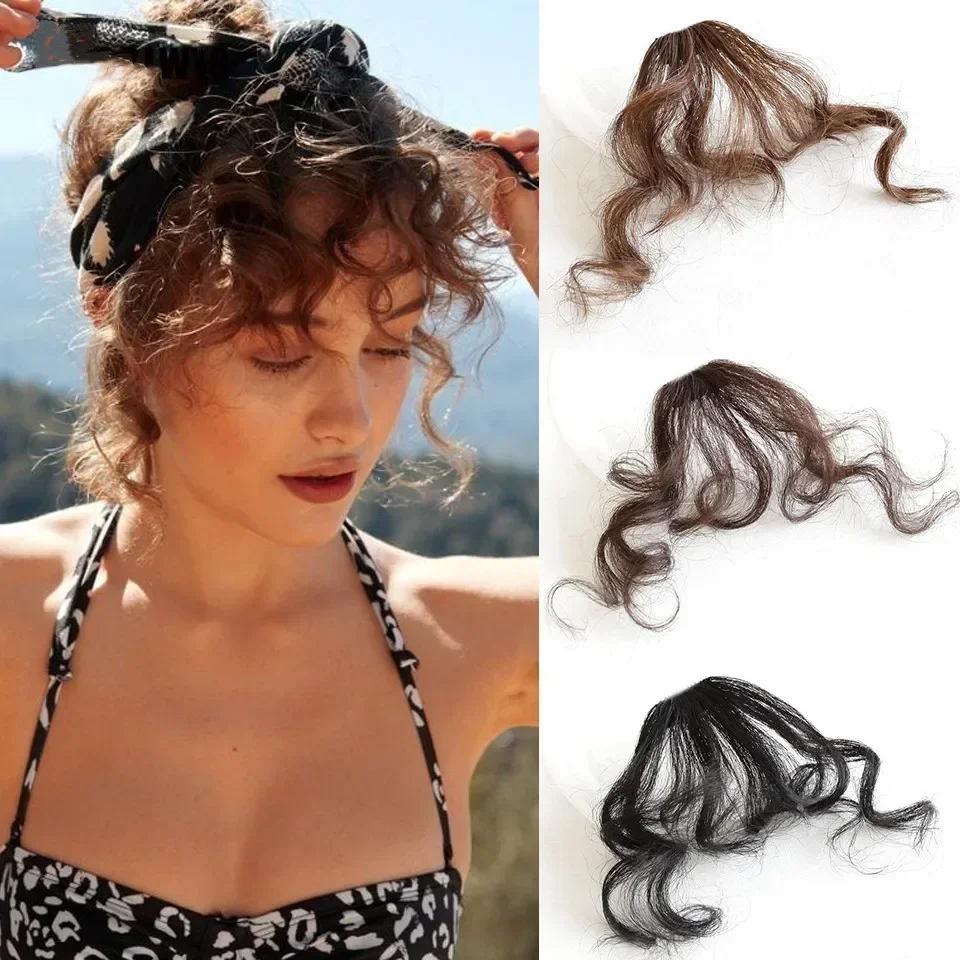Syntetická móda falošné vzduchové rany na predlžovanie vlasov komiksový štýl Fringe Natural Fuffy Clip Curly v prednej straši