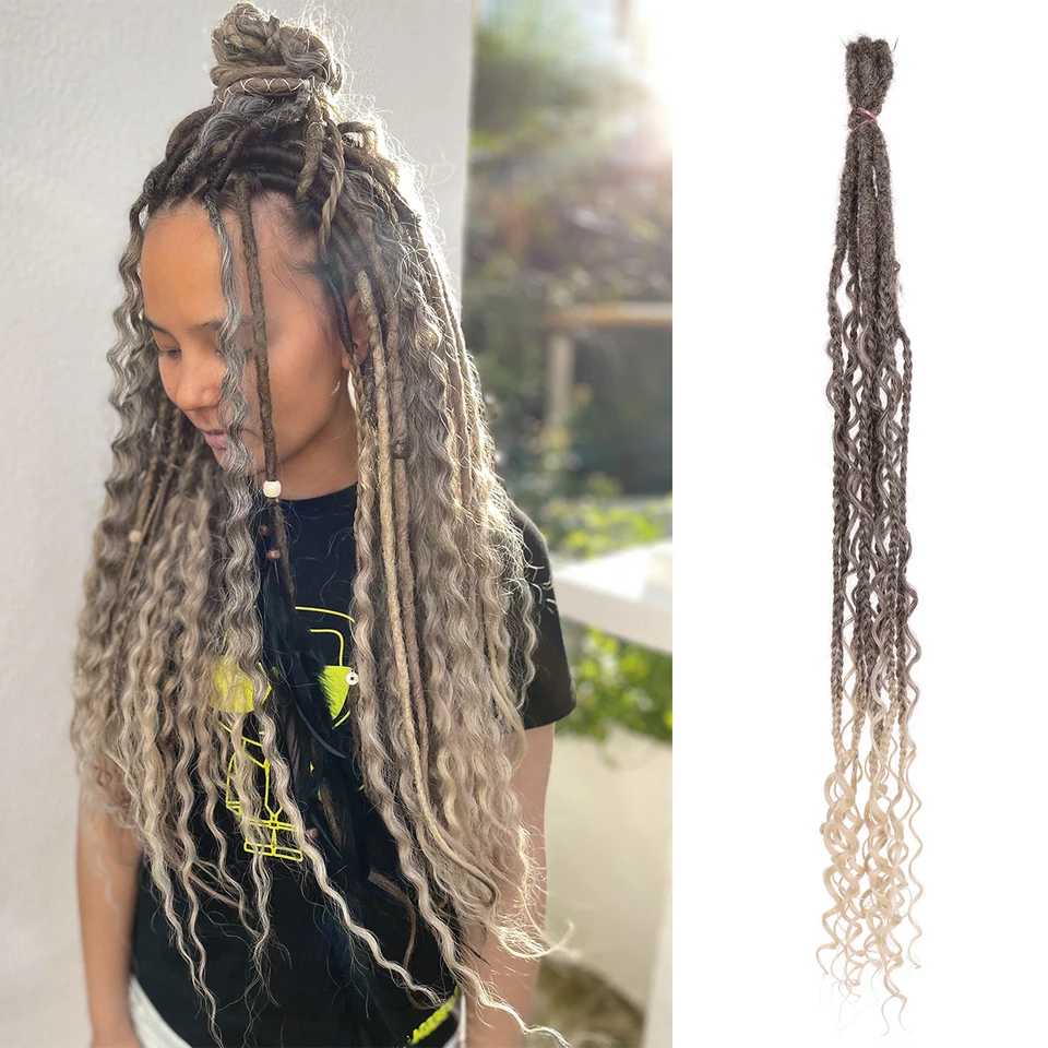 Syntetické boho boxové vrkočky dvojité konce dreadlock predlžovanie 24 palcov 5/10strands ručne vyrobené dreadlocks Soft de Dreadlock Extensions