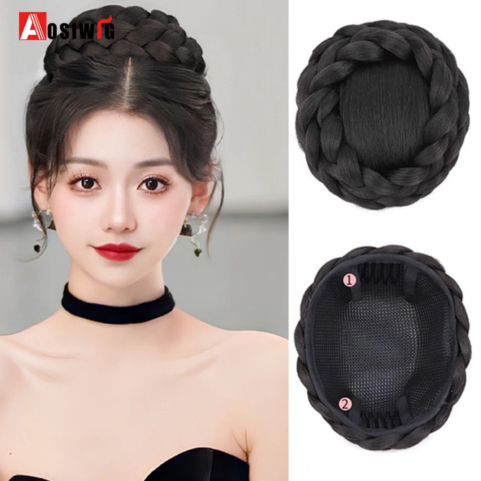 Syntetické opletené chignon tanečnice Kryt vlasov kusy kusy kusy vlasov na vlasy parochne klipy updo svadobné večere hlava pre Wome