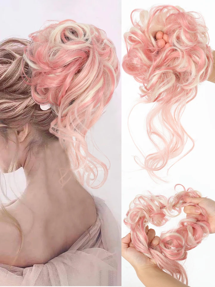 Syntetický vlasový buchta chignon chaosný kučeravý vlasový pás elastický kus falošné vlasové kúsky pre ženy Čierna hnedá