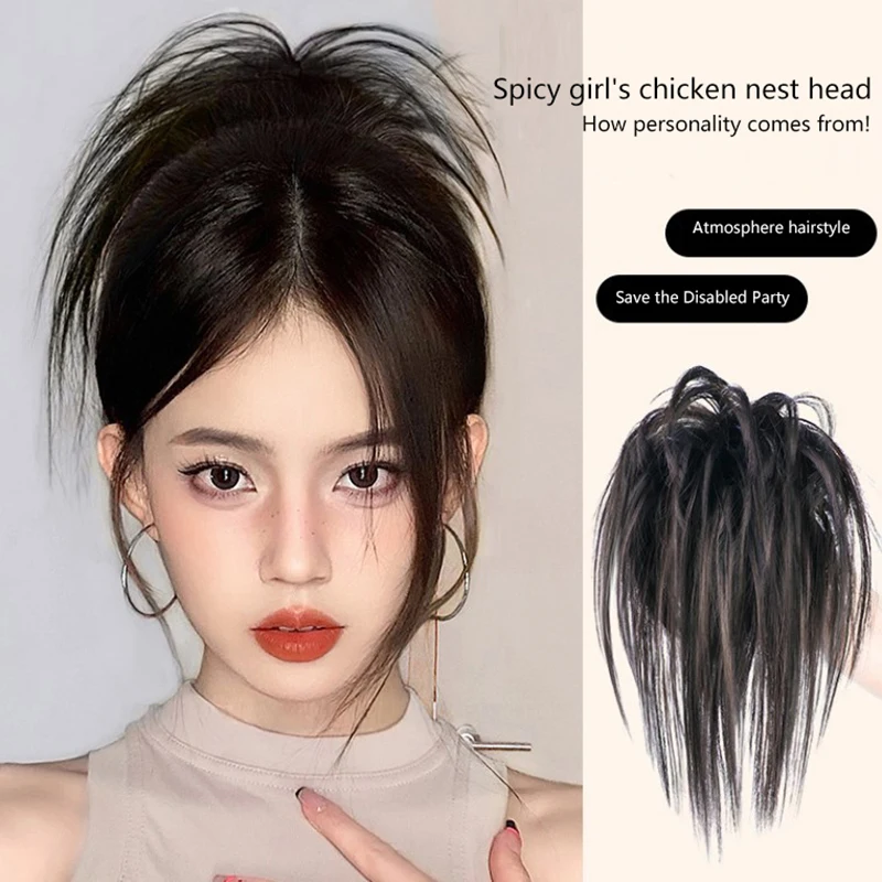 Syntetický vlasový buchta Laise Curly Curly Parochňa Prispôsobte klip Hairpin Osobnosť Elastic Scrunchy Falošné kusy pre ženy