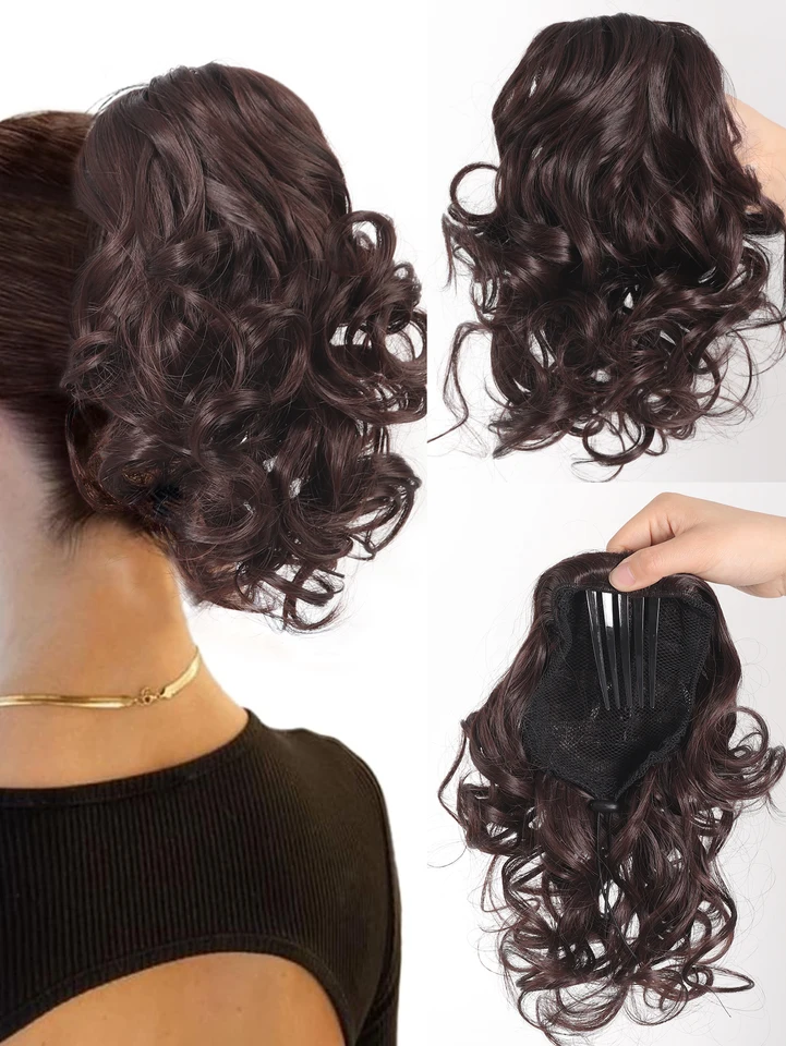 Syntetický účesy na vlasy Plne krátky cytail Chignon s hrebeňovým klipom updo rectionstring kusy kusov pre ženy pre ženy