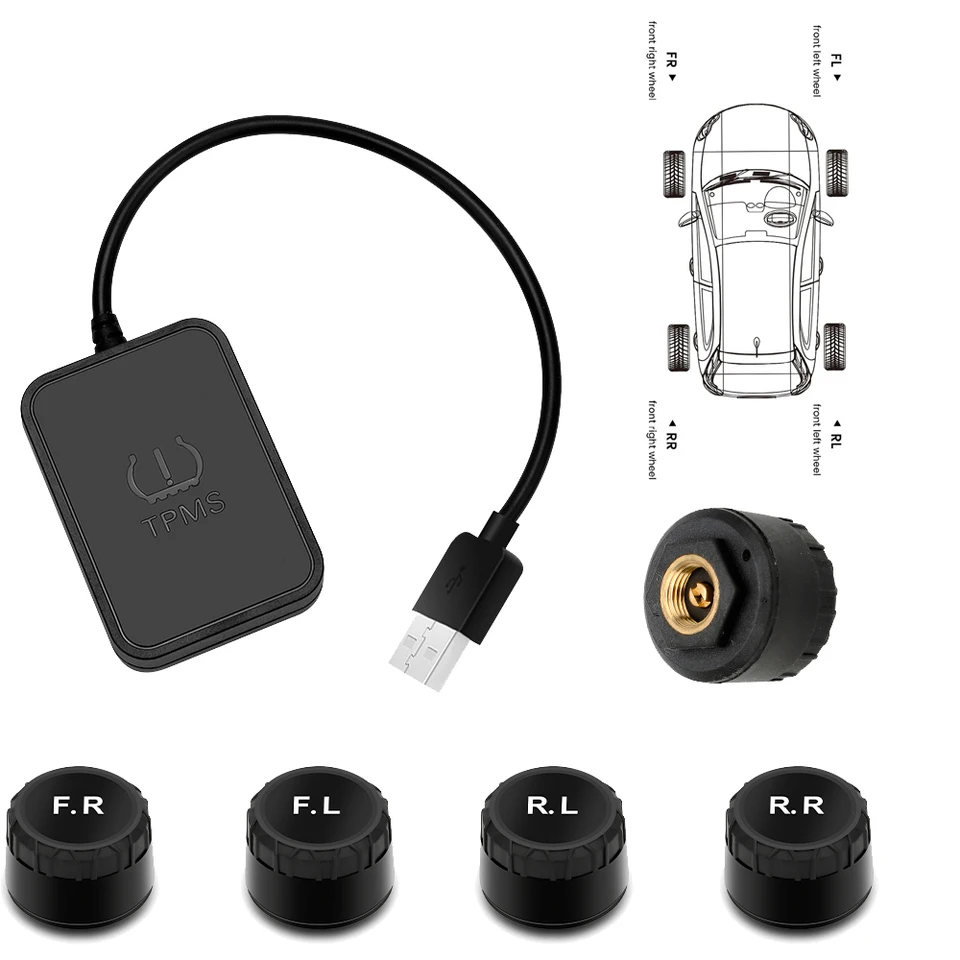 Systém monitorovania tlaku v pneumatikách automobilu TPMS TPMS Android Navigačná pneumatika Tlakový monitor Distencia tlaku na vonkajšiu pneumatiku