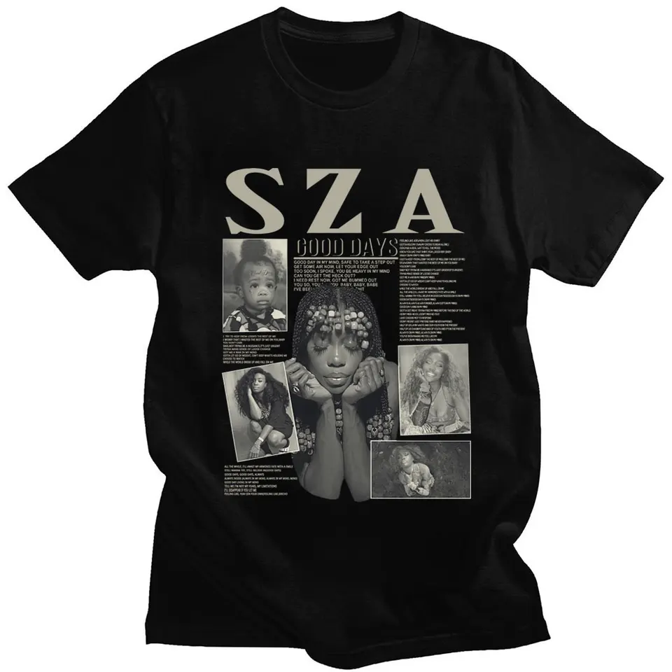 Sza sos vintage t tričko Men Men Ženy Dobré dni Harajuku Grafické nadmerné tričká Hip Hop Hop Fashion Cotton Príležitostné tričko Streetwear Streetwear