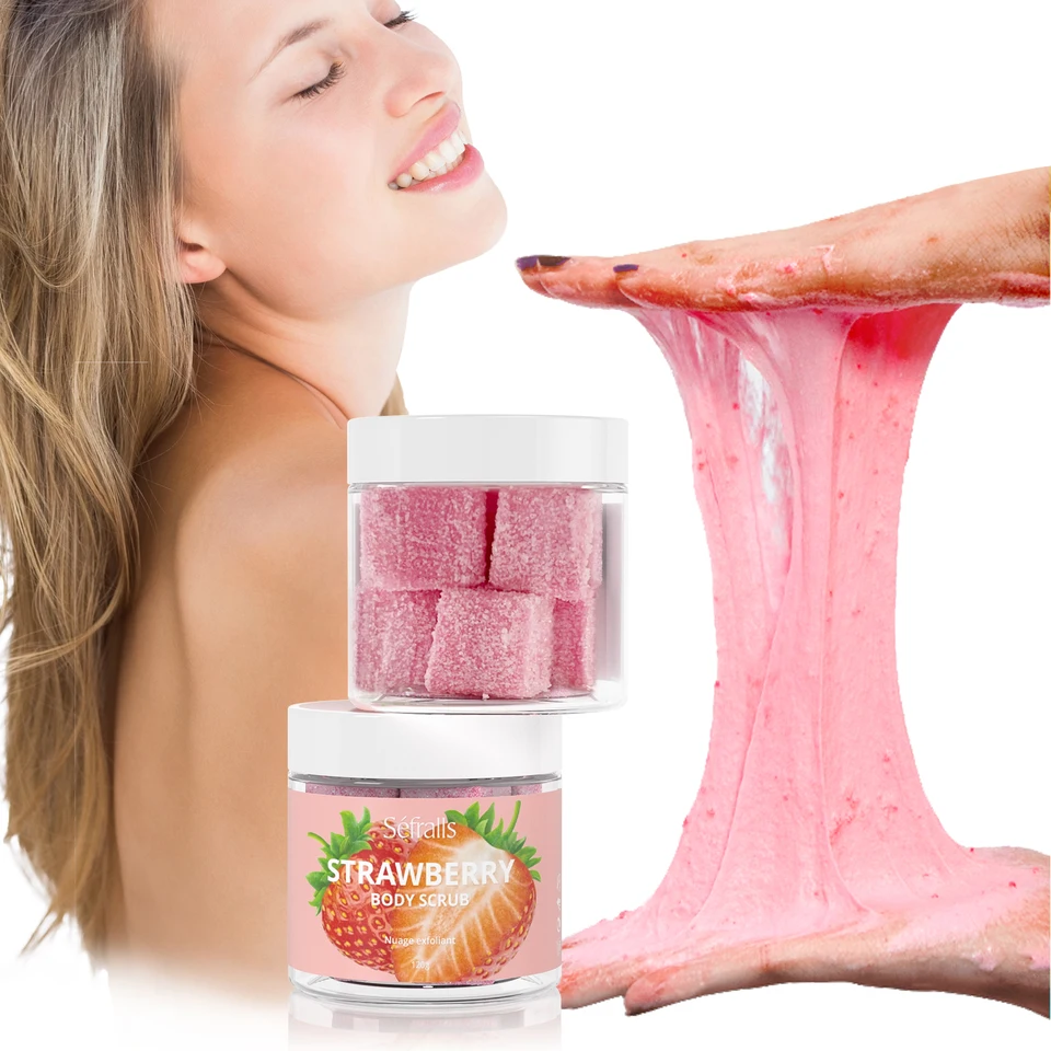 Séfralls Strawberry Body Scrub 150g Exfoliating hydratačný telesný čistenie cukru cukrou zvlhčujú hladkú čistiacu pokožku