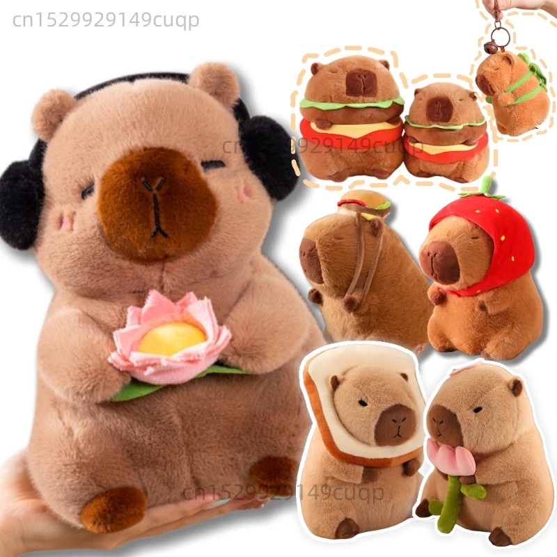 Séria Capybra Series plyšová hračka zábava Cosplay Strawberry Turtle Poop hamburger Bun Lotus televízny seriál 1988
