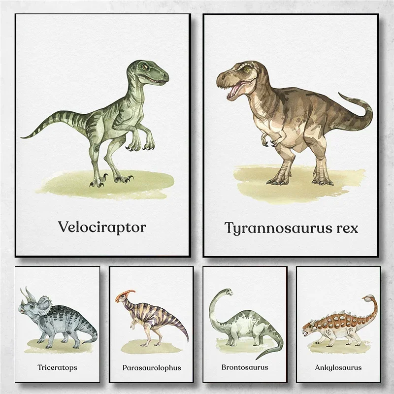 Séria dinosaurov Tyrannosaurus rex/triceratops/Velociraptor Art Plaght Canvas maľba nástenné výtlačky Obrázok pre miestnosť