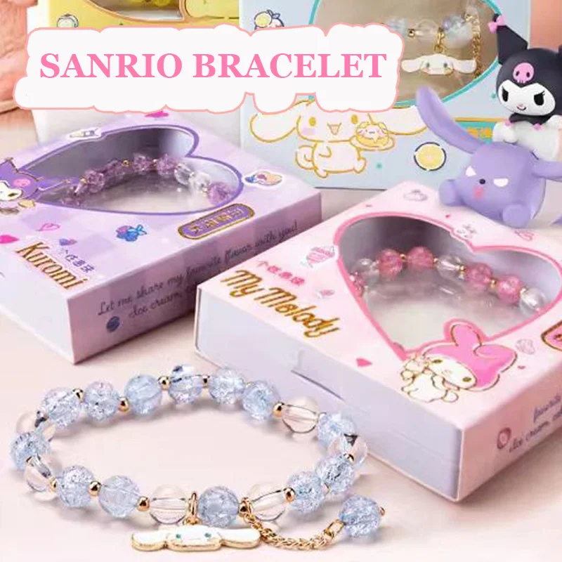 Séria Sanrio Crystal Catracelet Kuromi Cinnamoroll Pochacco Pink je roztomilé dievčenské dievčenské dievčatá Gif vianočný darček k narodeninám darček