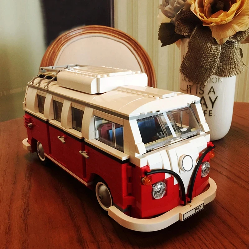 Séria tvorcov T1 Camper Van Cestovné autobusy Model stavebné bloky vozidla Zostavujú hračky Kid na Vianoce a darčeky k narodeninám