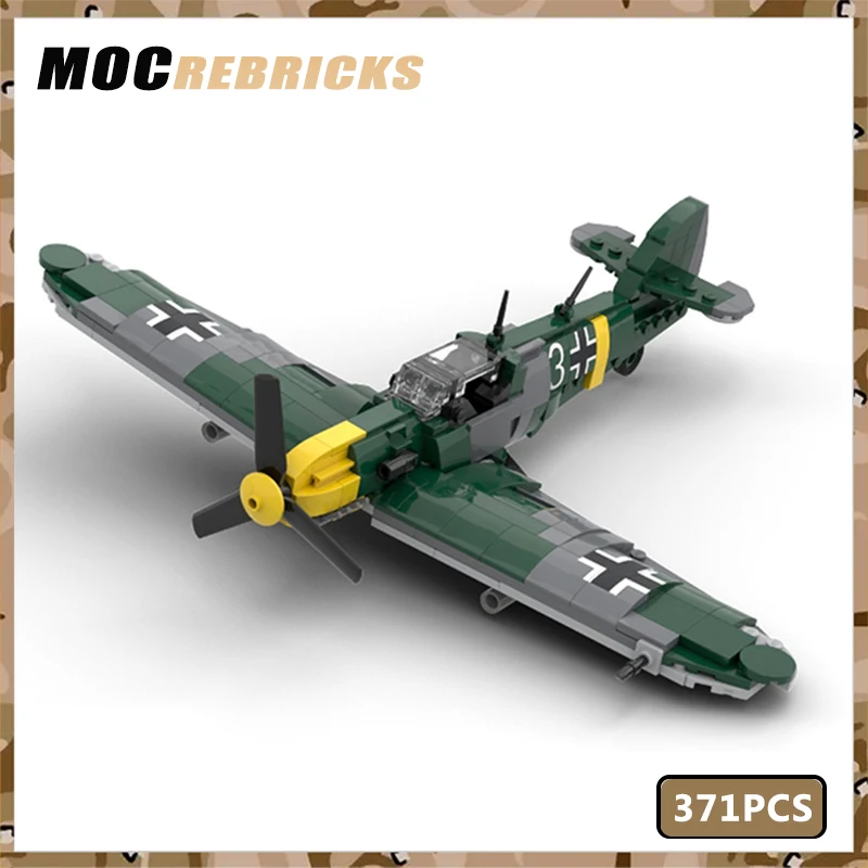 Séria zbraní nemecký BF 109 F-2 Bomberové tehly Hračky Vojenský bojový bojovník WW2 Budúce bloky Modely Vianočný darček