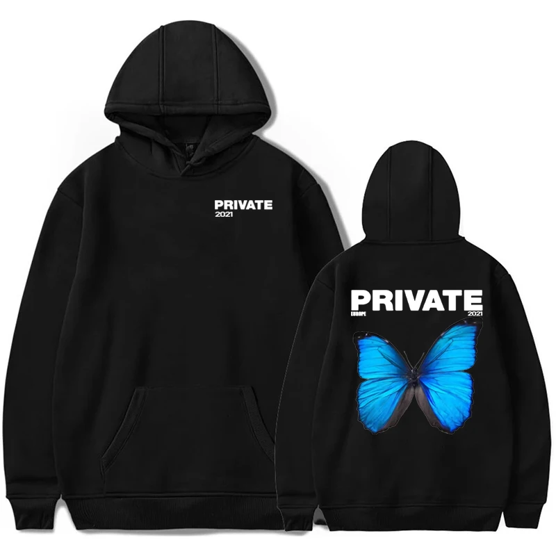 Súkromné ​​motýľ explózie Ženy módne mikiny Mikina zimný nadmerne nadmerný pulóver s dlhým látkam Čierne streetwear mužské mikiny