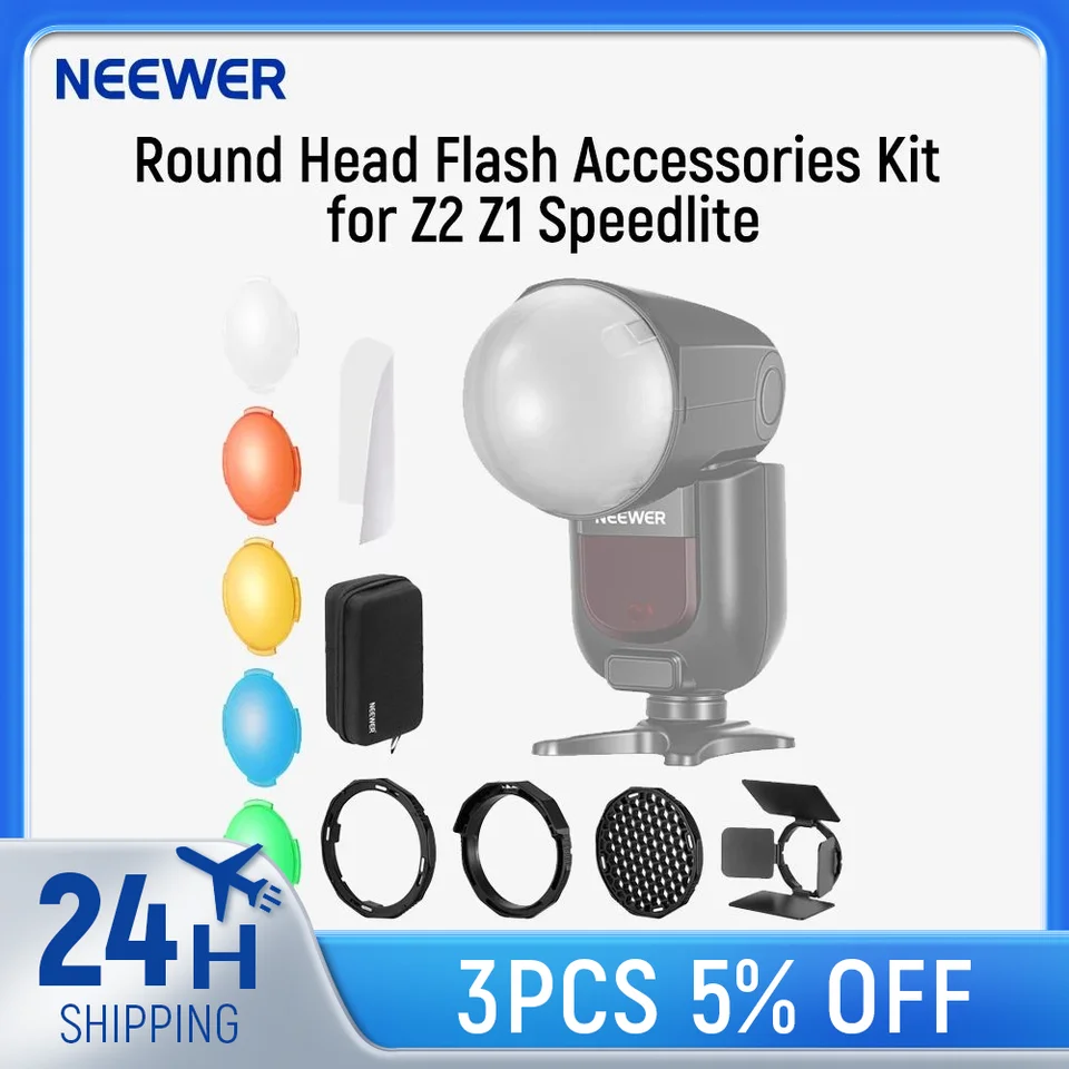 Súprava bleskových príslušenstiev k okrúhlemu hlave pre Z2 Z1 Speedlite Zahŕňa Barndoor, mriežku, filtre, kupolový difúzor, difúzorový panel, odraz