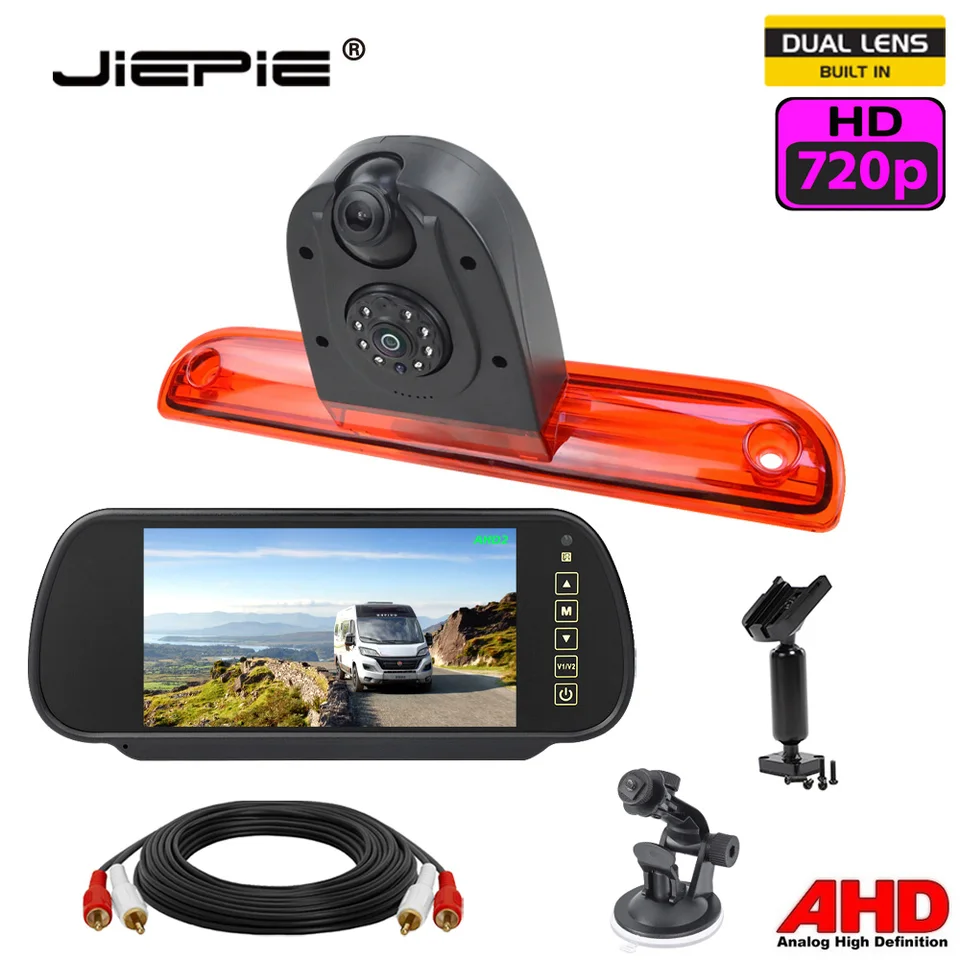 Súprava monitorov pre reverznú kameru s dvoma šošovkami pre fiat Ducato/Citroen Jumper/Peugeot Boxer Brake Light AHD 720p Camera so 7 