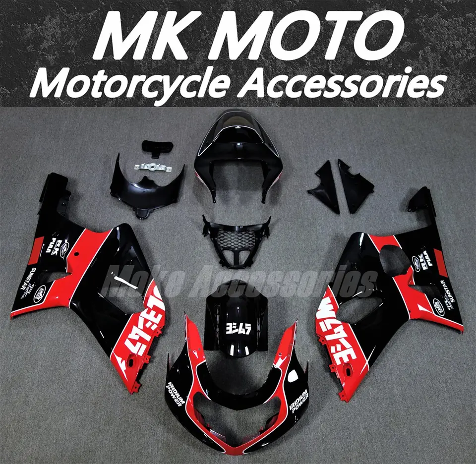 Súprava motocyklových kabíny vhodná pre GSXR1000 2000 2001 2002 Bodywork sada vysoko kvalitná injekcia Abs injekcia červená čierna Yoshimura