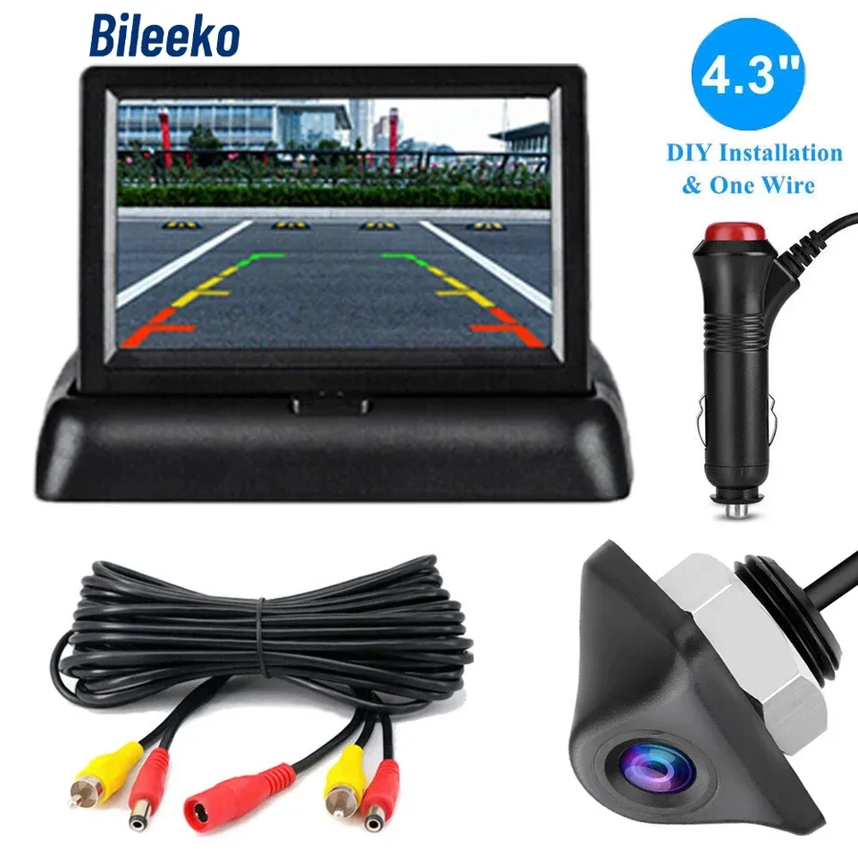 Súprava na fotoaparát s monitorom automobilu 4,3 palca skladacia obrazovka TFT LCD Vozidlo Zadný pohľad Zadný záložný parkovací systém Nočné videnie