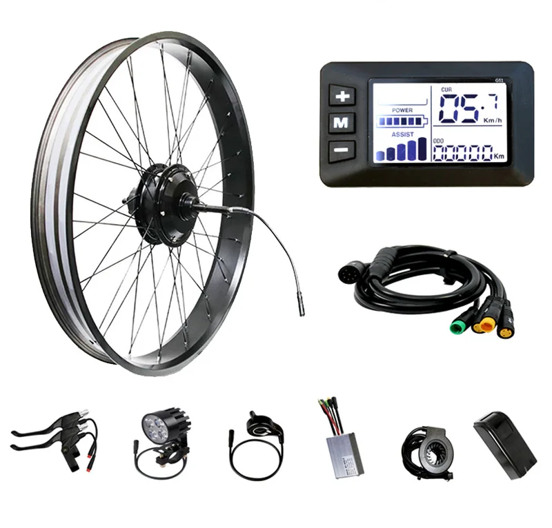 Súprava na konverziu elektrických snehových bicyklov, tuková pneumatika, plážový bicykel, zadné otáčanie kolesa, náboja s displejom G51, 48 V, 750 W, 1000W
