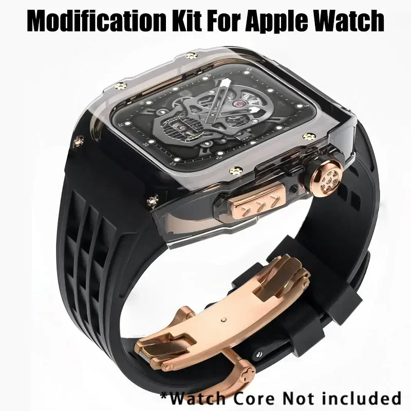 Súprava na modifikáciu luxusného ľadovca pre sériu Iwatch 8 7 6 5 4 SE 45 mm 44 mm priehľadné puzdro pre Apple Watch Ultra 49mm Mod Band