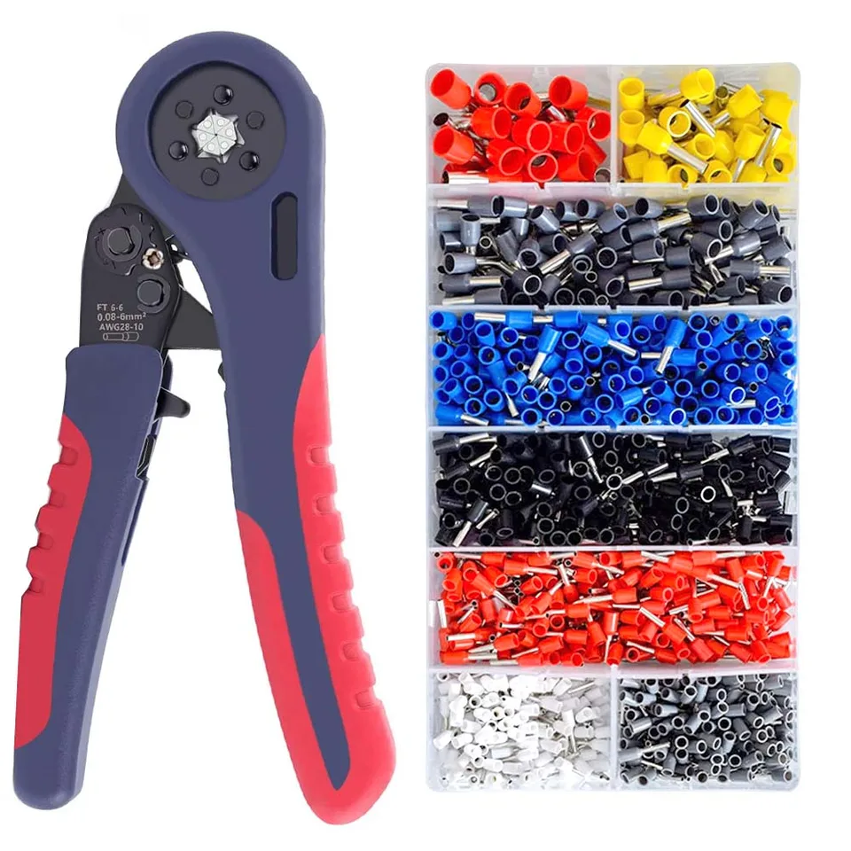 Súprava na náradie Ferrule Crimping Tool, Crimped Wire Terminál Ratchet Ferrule Crimper Plier Awg 23-7 s 1200ks drôtovými koncovými koncami koncov koncov