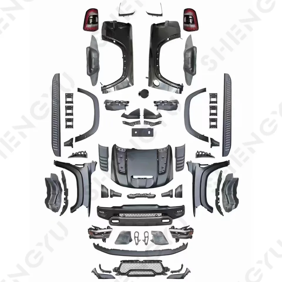 Súprava na nárazníky pre automobily pre Dodge 13-18 RAM 1500 Inovácia na konverziu 2021 TRX s automatickými lampami.