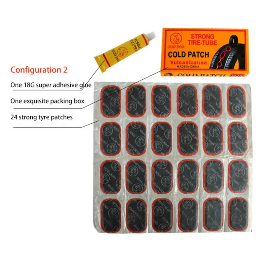 Súprava na opravu pneumatík MTB Cycling Plochá pneumatika Oprava gumovej náplasti Lever Lever Free Cold Patch tesniacu látku na bicykli Vnútorná trubica Nástroj na opravu