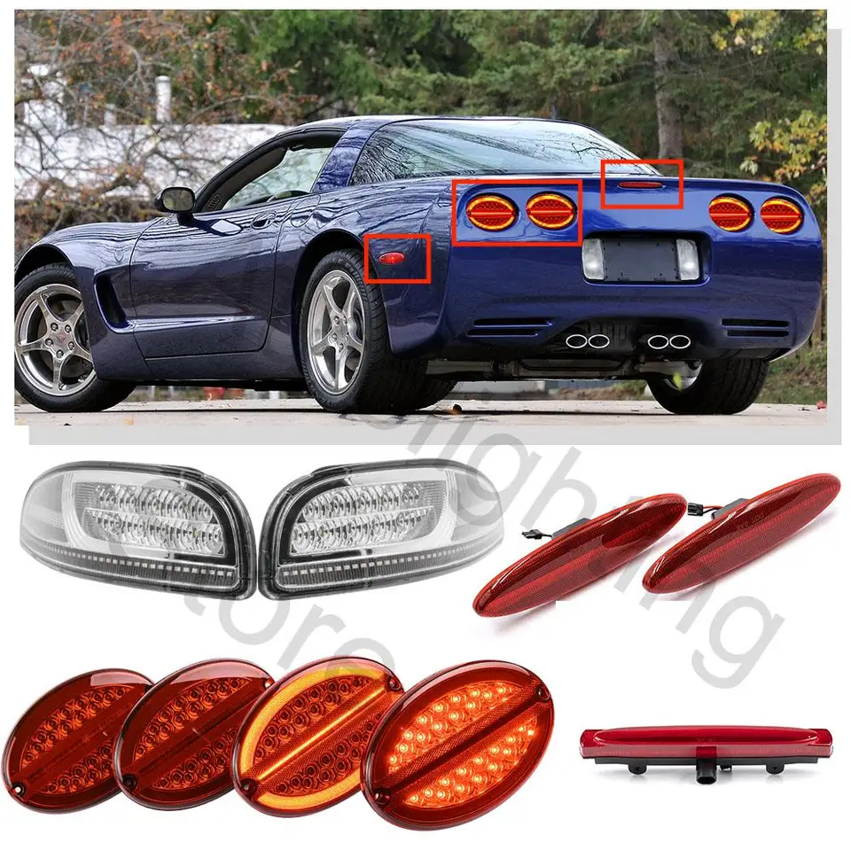 Súprava na vylepšenie LED pre Chevrolet Corvette C5 1997-2004 Predná ＆ Zadná bočná značka Tail brzdové brzdové svetlo Parkovacia značka Lampa