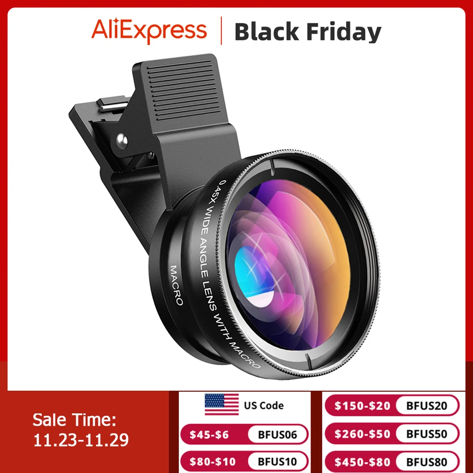 Súprava objektívov Apexel Phone 0,45x Super široký uhol a 12,5x makro mikro šošovky HD Camera Fotoaparát pre iPhone 6s 7 Xiaomi Viac mobilných telefónov