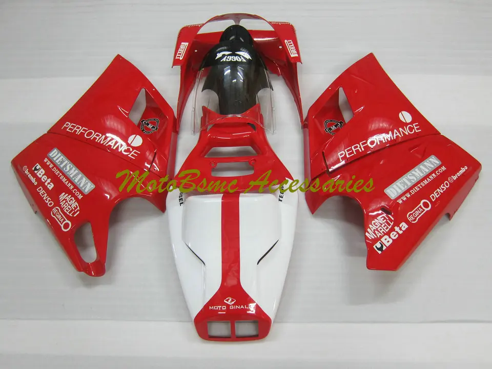 Súprava prvej triedy Motocyklové kapotáže vhodná pre Ducati 748 916 2003 2004 2005 996 998 03 04 05 Vstrekovanie červená biela karoséria