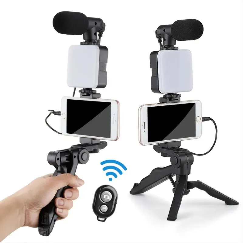 Súprava smartfónov vlogging súprava s držiakom telefónu Mini Microfone LED FLEPLEPT LIGHT SVETLO SVETLO SVETLO pre live stream TIKTOK VIDEO YouTube