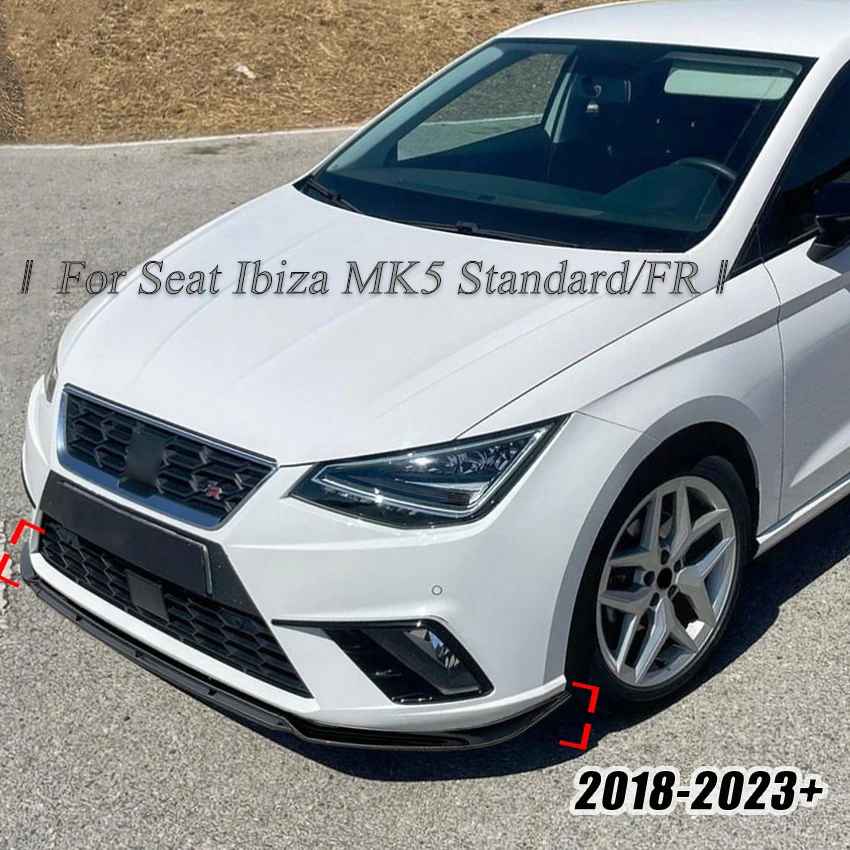 Súprava splitter na predný nárazník pre splitter Sit pre sedadlo Ibiza Standard/FR MK5 2018+ Canard Spoiler Body Sit Gloss Black and Carbon Look