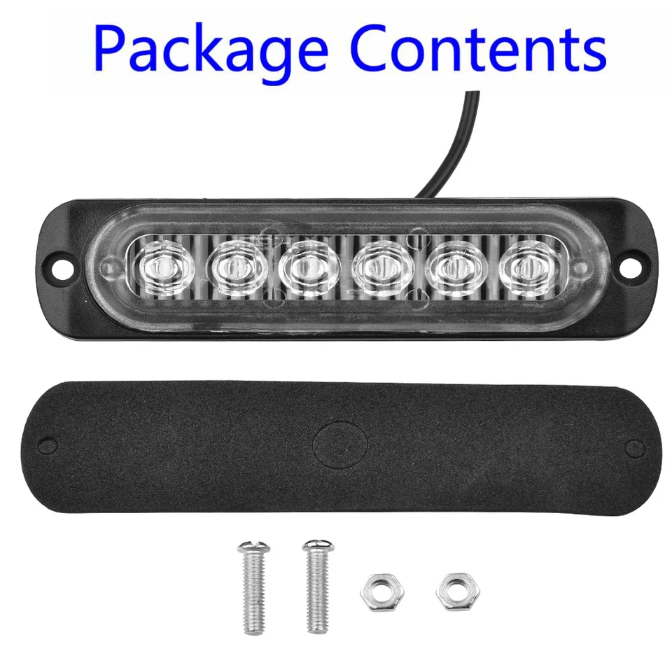 Súprava SVETLO SVETLA SVETLO SVETLO 6 LED BAR BARA Maják Nebezpečenstvo Plastová náhrada super jasná 12V-24V DC priehľadná