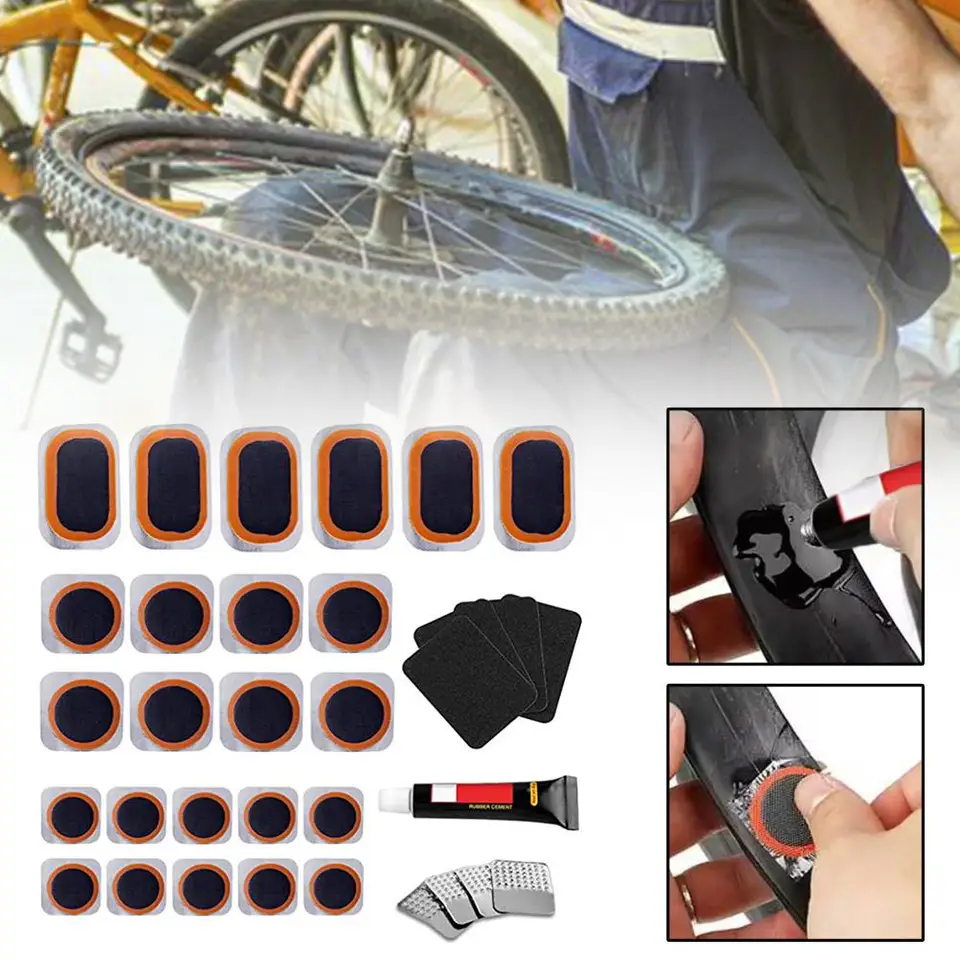 Súpravy na opravu pneumatík pre prenosné gumové oprava plodu punktu bicykel Vnútorná trubica opravy náradia Nástroje Vnútorná záplata cyklistika cyklovanie A1O9