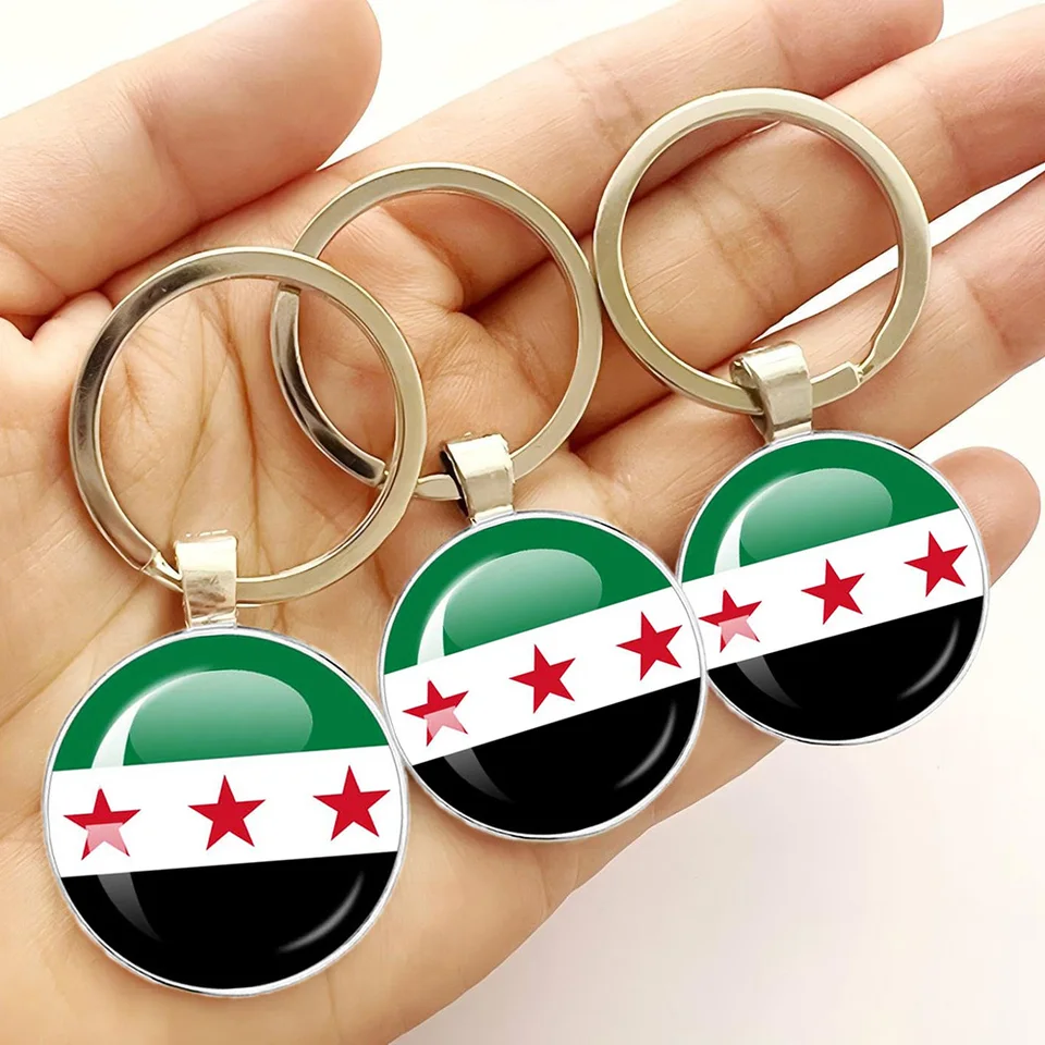 Sýria národná nová vlajka Keychain Metal Keychain Ženy Men Kúzla ručne vyrábané automobil