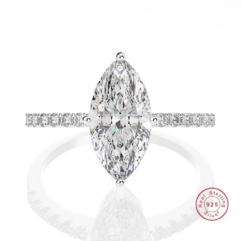 Sľub marquise strih 3ct simulovaný diamantový prsteň 925 Sterling strieborné zásnubné snubné snubné prstene pre ženy vianočný darček