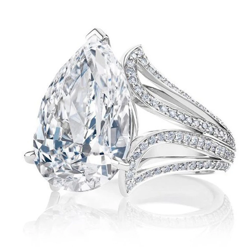 Sľubný tvar sľubný zásnubný prsteň pre ženy simulovaný diamant 925 Sterling Silver Jewelry