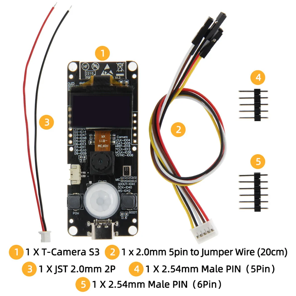 T-CAMERA S3 ESP32-S3 ESP32-CAM 2 milióny pixelov HD Flash Flash 16MB ESP32-S3FN16R8 s 0,96 