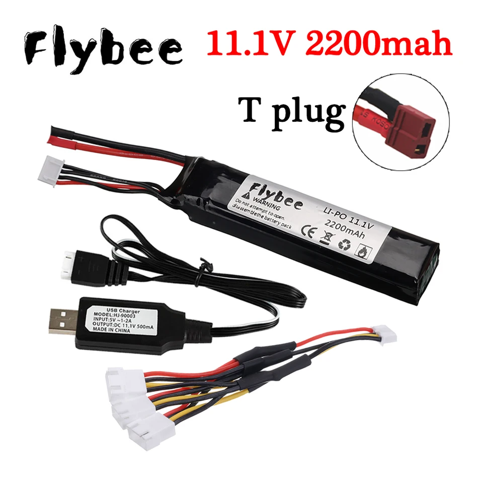 (T Plug) 2095 11,1V 2200 mAh Lipo batéria pre vodnú pištoľ 3s batériu pre Mini Airsoft BB Air Pistol Electric Hračky Guns Enter #103 mm