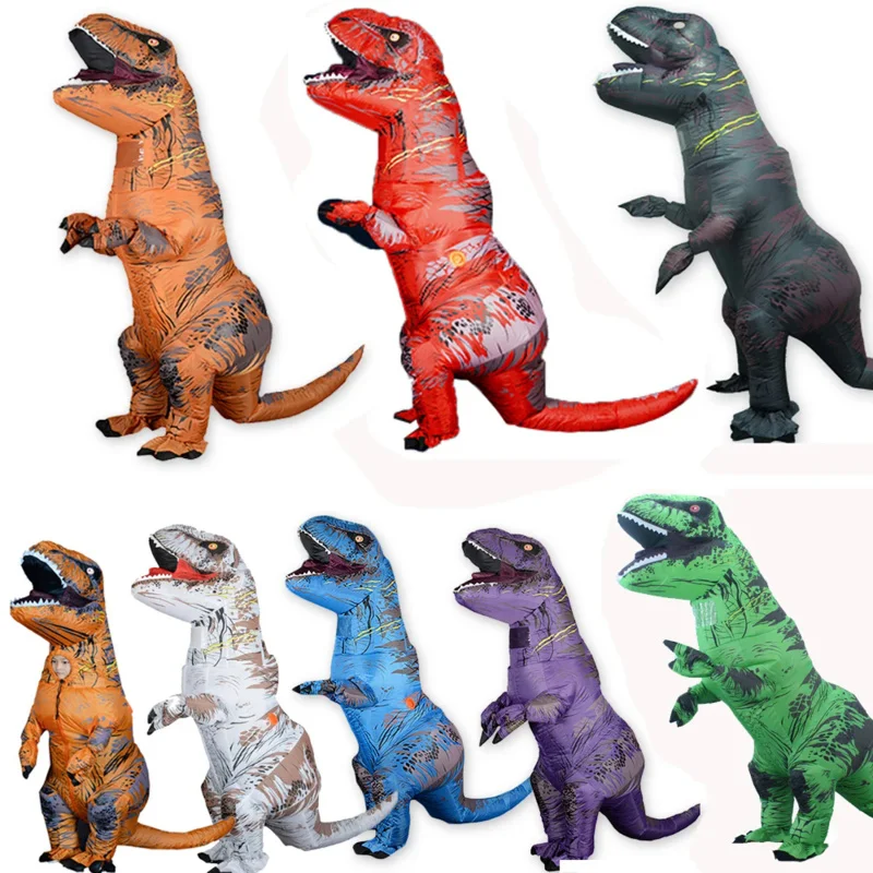 T Rex Velociraptor nafukovací kostým maskot cosplay tyran saurio rex dino halloween for žien pre mužov Kid cosplay vtipný oblečenie