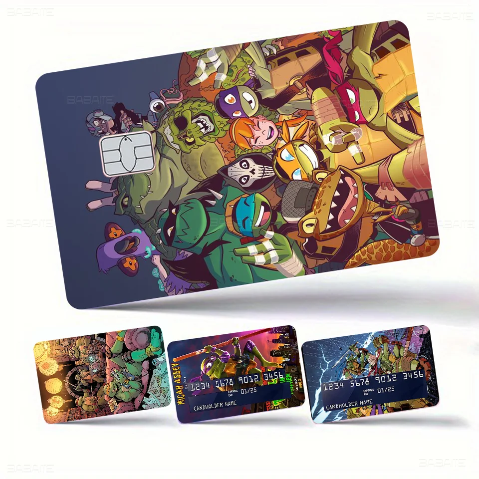 T-teenage-mutant n-n-ninja t-Turtles Game Anime Sticker Film Cover Cover Puzdro pre malú veľkú prednú stranu kreditnej karty bez čipov