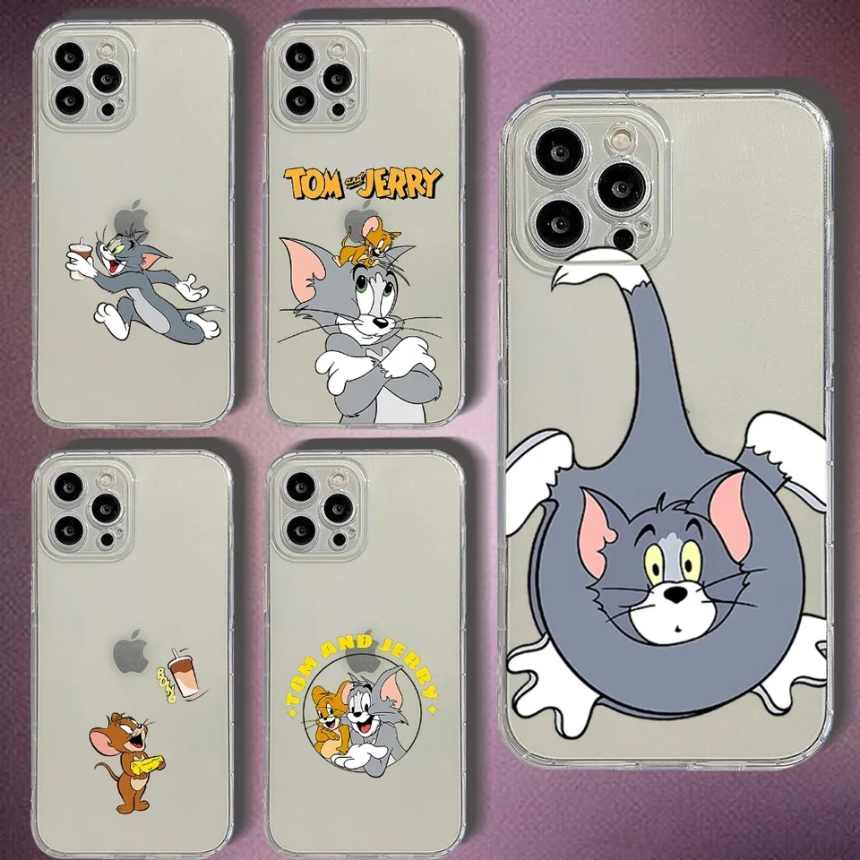 T-Tom a J-Jerry Phone pre iPhone 16 15 11 13 14 Pro Max 7 8 Plus x xr xs Max 12mini priehľadný obal