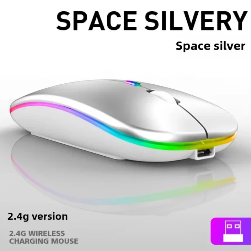 T-Wolf 2.4g+Bluetooth Wireless Wireless Mouse RGB podsvietenie myši nabíjateľné tiché ergonomické myši pre počítač notebooku Huawei iPad