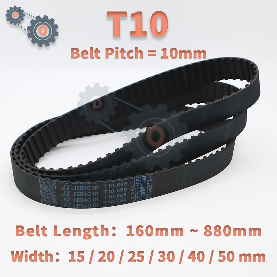 T10 Dĺžka časovacieho pásu 160 mm až 880 mm rozstup 10 mm T10 Šírka pásu 15 20 25 30 35 40 50 mm opasky pre CNC T5 Gumber Uzatvorený slučkový pás